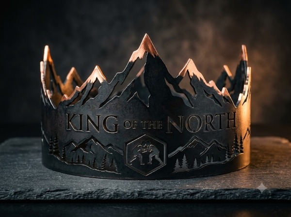 King of the North crown — dark steel with copper mountain peaks